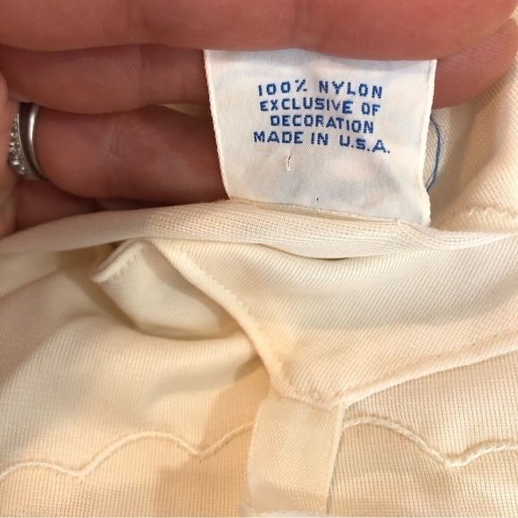 VINTAGE Aristocraft slip ivory scallop embroidery 38 tall bridal sissy grunge - Picture 7 of 8